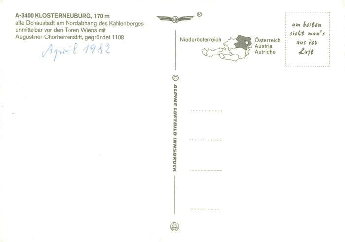 74000895 Klosterneuburg Donaupartie Augustiner Chorherrenstift Fliegeraufnahme