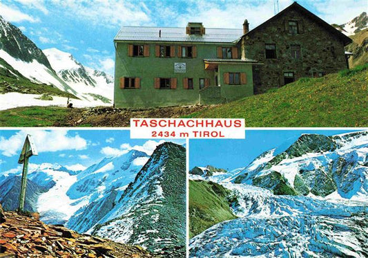 74000910 Taschachhaus 2434m Pitztal Tirol AT mit oelgrubenjoch und Taschachferne