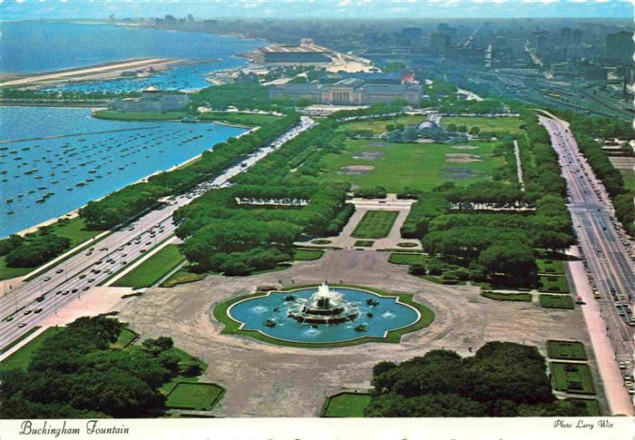 74001328 Lake Michigan Buckingham Memorial Fountain Fliegeraufnahme