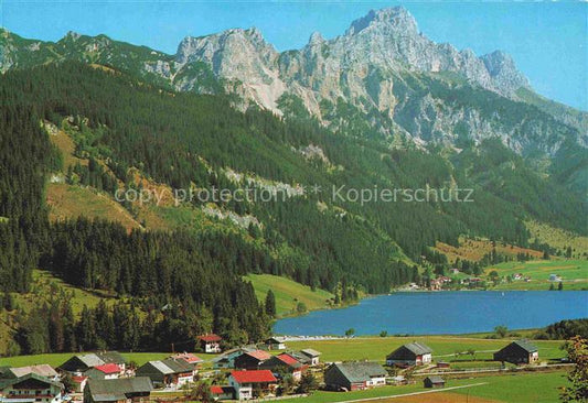 74002138 Haldensee Reutte Tannheimertal AT Panorama Blick gegen Gimpel und Rot F