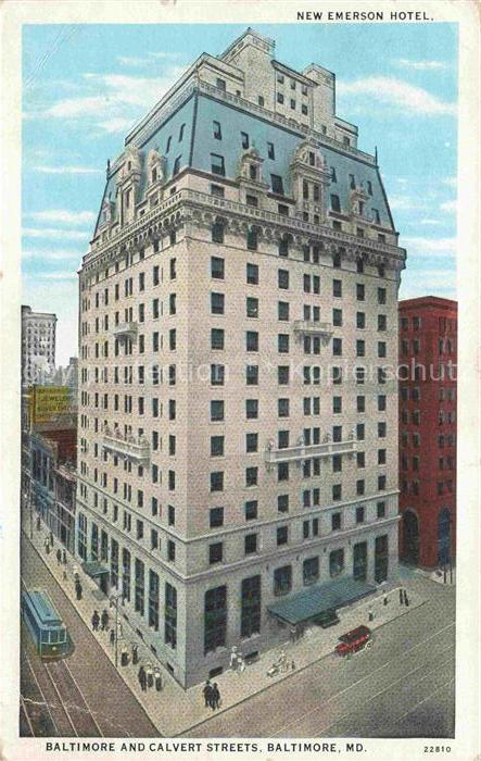 74002775 Baltimore Maryland USA New Emerson Hotel Calvert Streets Illustration