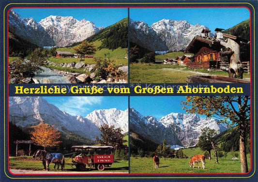 74003212 Grosser Ahornboden Karwendel Tirol Panorama Pferdebus Huette Weiderinde