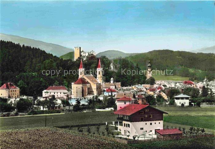 74003257 Brunico Bruneck Pustertal IT Panorama mit Kirche und Schloss