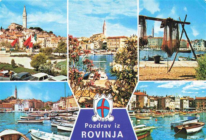 74003278 Rovinja Rovinj Rovigno Istrien Croatia Panorama Fischernetze Hafenparti