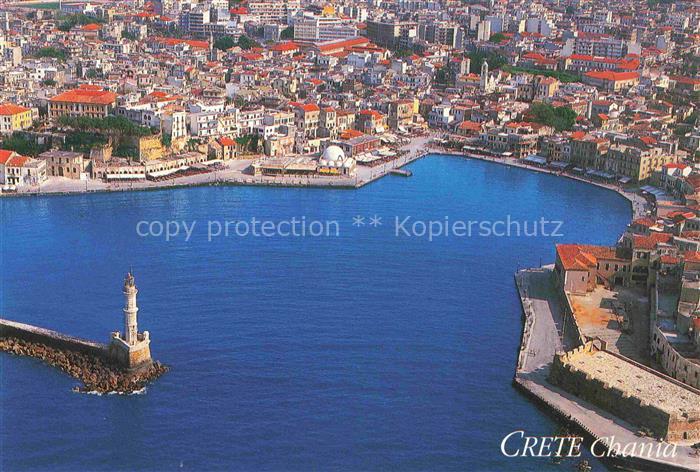 74003290 Chania Insel Kreta Greece Fliegeraufnahme Hafeneinfahrt