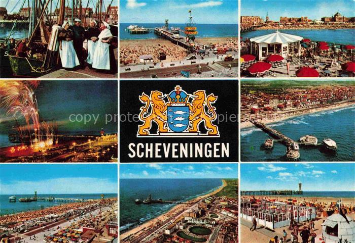 74003516 SCHEVENINGEN The Hague South Holland NL Traditional Costumes Beach Pavilion Fireworks