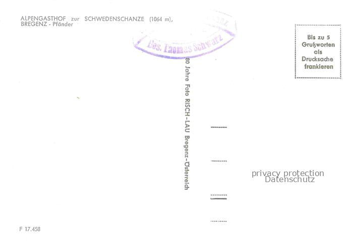 74003519 Bregenz Vorarlberg Bodensee Alpengasthof zur Schwedenschanze