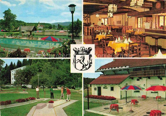 74003579 Slovenia Slowenien Hotel Grad Povin Gastraum Terrasse Freibad Minigolf