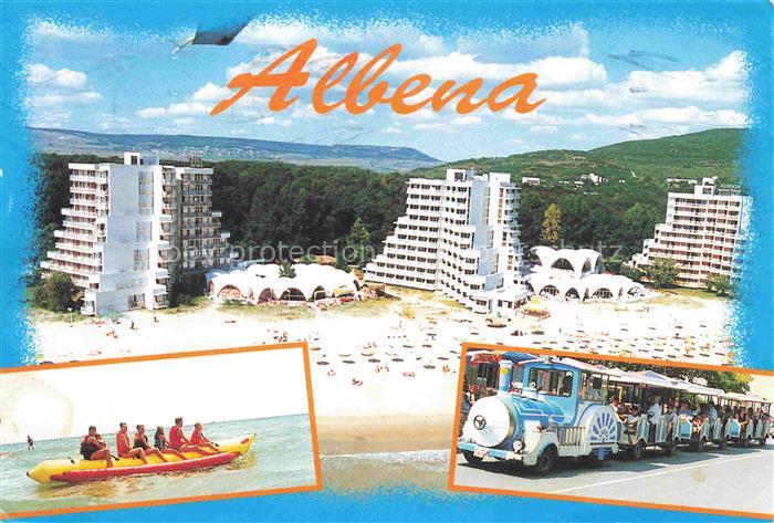 74003769 Albena BG Beach Hotels Aerial View Inflatable Boat Tourist Train