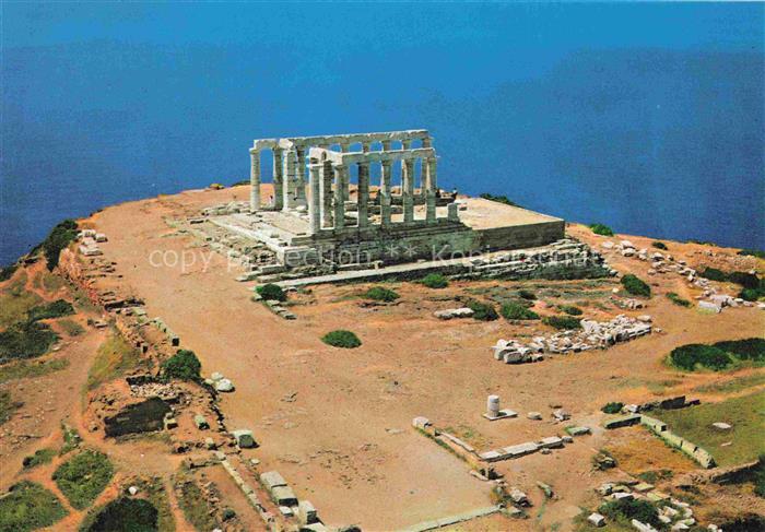 74003872 Sounion Greece Poseidon Temple from bird's eye view Ruins Ancient St