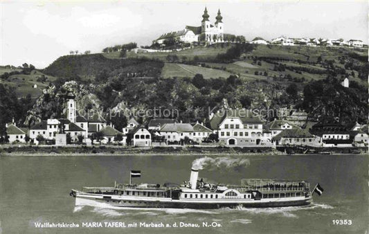 74003924 Maria Taferl Wallfahrtskirche mit Marbach an der Donau Donaudampfer