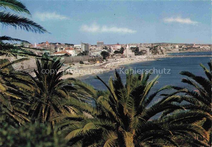 74004783 Estoril PT Vista parcial panorama côtier plage palmiers