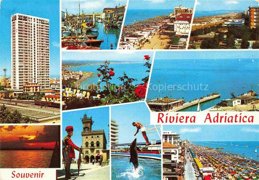 74004014 Riviera Adriatica Hochhaus Hafen Strandpartien Schloss Delphinschau