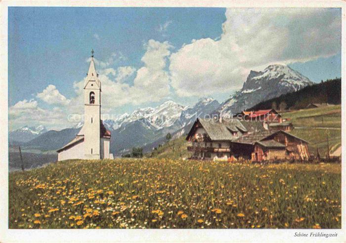 74004023 Moesern Seefeld Tirol AT mit Kirche Inntal und Mieminger Berge