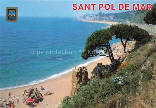 74004528 Sant Pol de Mar San Pol de Mar Mataro Cataluna ES Panorama Strandpartie