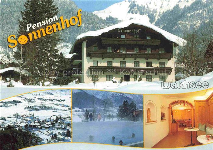 74004757 Walchsee Tirol AT Pension Sonnenhof Gastraum beh Freibad Fliegeraufnahm