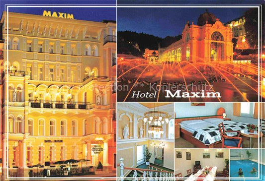 74005193 MARIANSKE LAZNE Marienbad CZ Hotel Maxim bei Nacht Zimmer Saal Hallenba