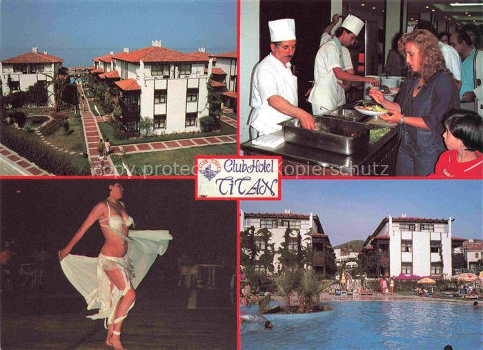 74005702 Alanya TK Club Hotel Titan Taenzerin Essensausgabe Schwimmbad