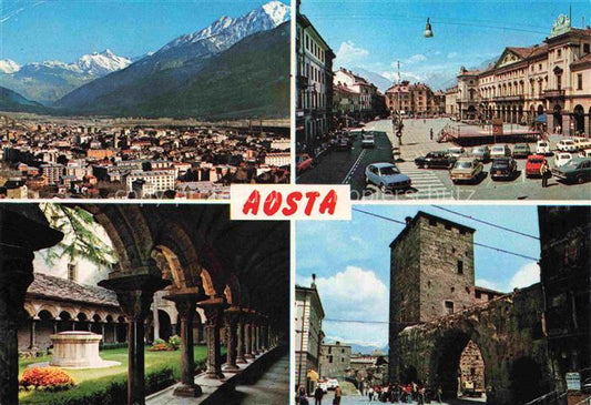 74005887 Aosta Valle d Aosta IT Panorama Statplatz Arcades Castle Ruins