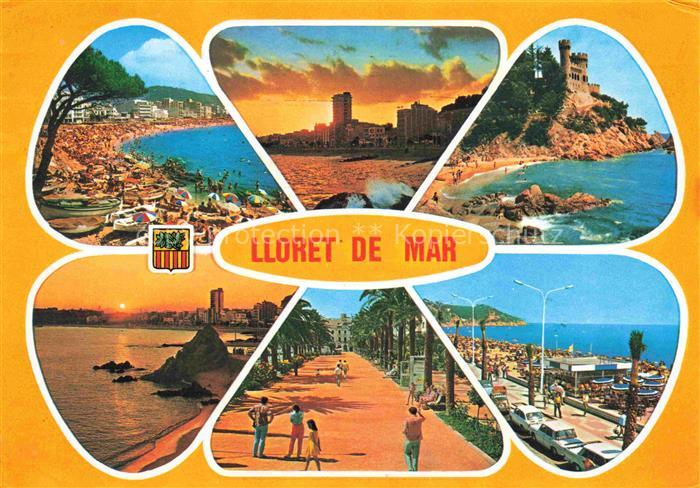 74005833 LLORET DE MAR Costa Brava ES Coastal panorama beach promenade castle