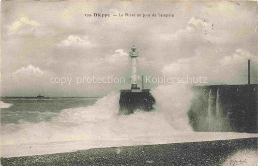 74011497 Leuchtturm Lighthouse Faro Phare-- Dieppe Le Phare un jour de Tempete