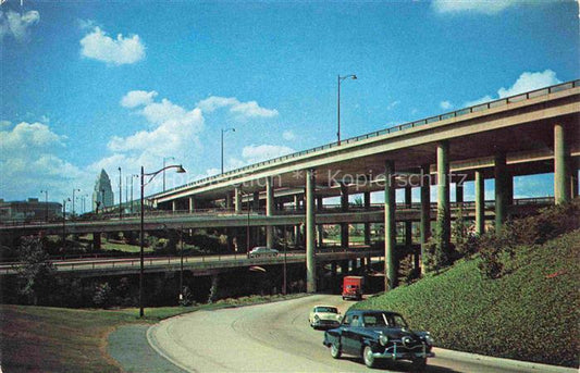 74011702 Autobahn Autostrada Autoroute Highway Freeway Stack Los Angeles Calif.