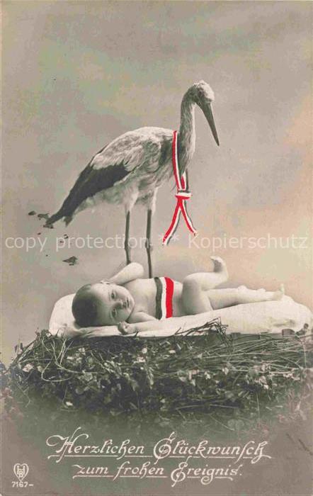 74011717 Verlag HB Nr. 7167 Glueckwunsch frohe Ereignis Baby Storch