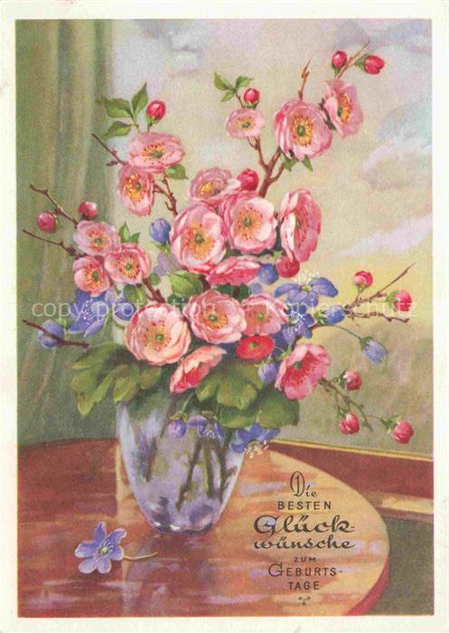 74016746 Glueckwunsch Greeting Geburtstage Bluemen Vase