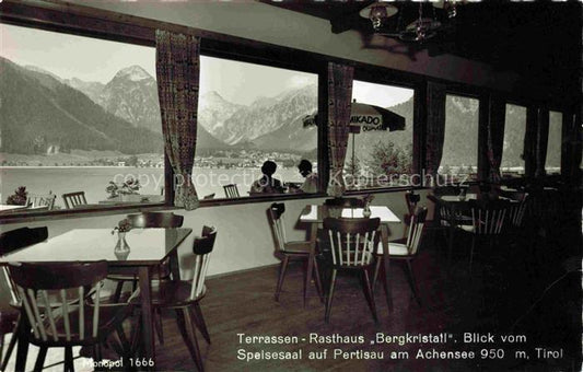 74009635 Pertisau Achensee Tirol AT Terrassen Rasthaus Bergkristall Blick aus de