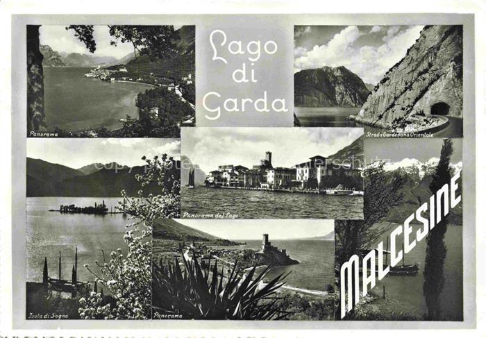 74010152 Malcesine Lago di Garda Panorama Isola di Sogne Seepartie Strada Gardes