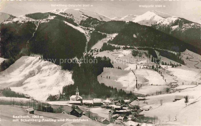 74011473 Saalbach -Hinterglemm AT Winterpanorama mit Schattberg-Anstieg und Nord