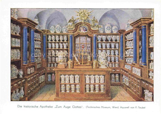 74012479 WIEN AT Die historische Apotheke Zum Auge Gottes Aquarell