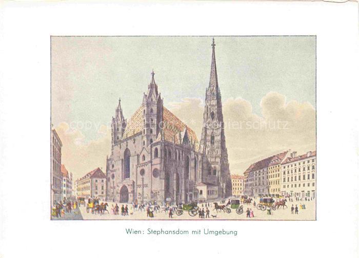 74012481 WIEN AT Stephansdom mit Umgebung Aquarell