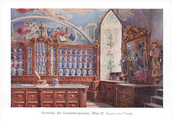 74012495 WIEN AT Apotheke der Elisabethinerinnen Wien III Aquarell