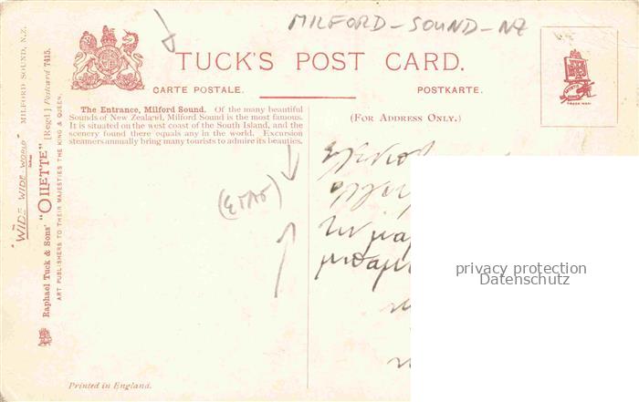 74020634 Verlag Tucks Oilette Serie Nr. 7415 Milford Sound NZ