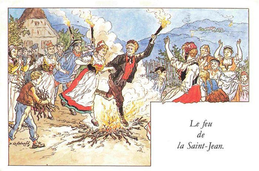 74020851 Kauffmann P. Alsace Elsass Kuenstlerlitho Le feu de la Saint Jean