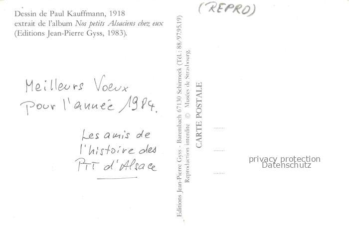 74021278 Kauffmann P. Alsace Elsass Kuenstlerlitho Nos petits Alsaciens chez eux