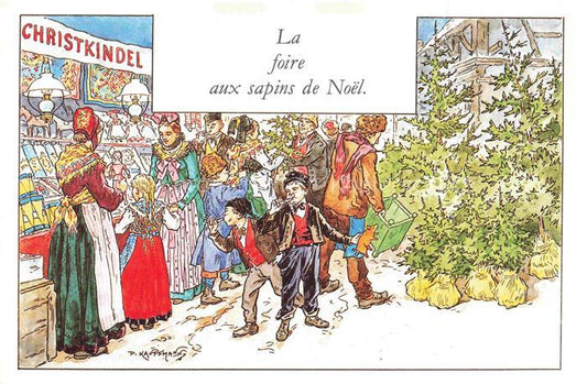 74021288 Kauffmann P. Alsace Elsass Kuenstlerlitho La foire aux sapins de Noel