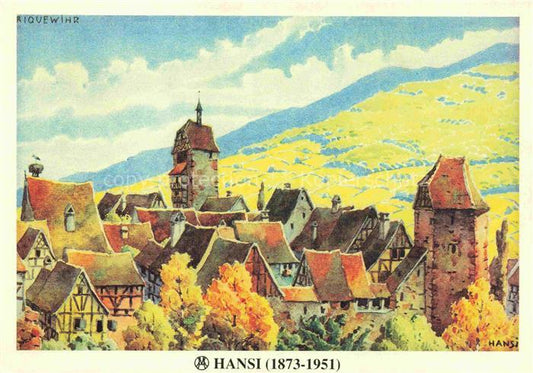 74021815 Hansi  Waltz J J Kuenstlerkarte Alsace Elsass Riquewihr Vue generale Vi