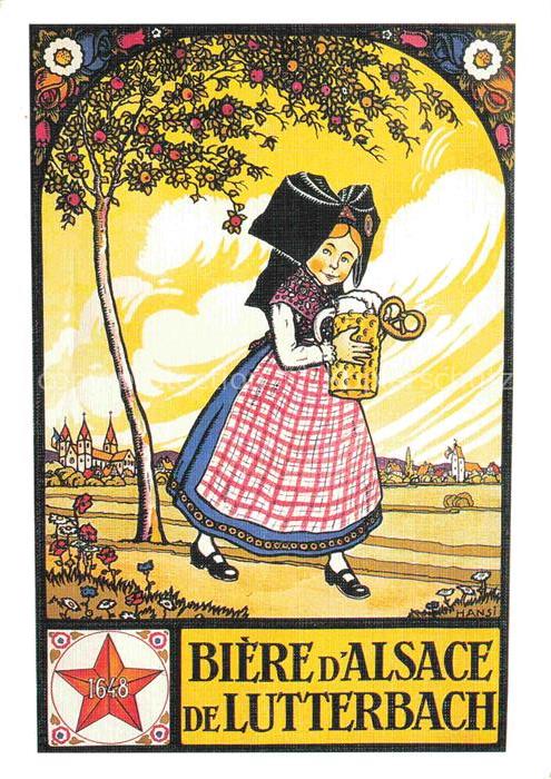 74022421 Hansi  Waltz J J Kuenstlerkarte Alsace Elsass Biere Alsace de Lutterbac