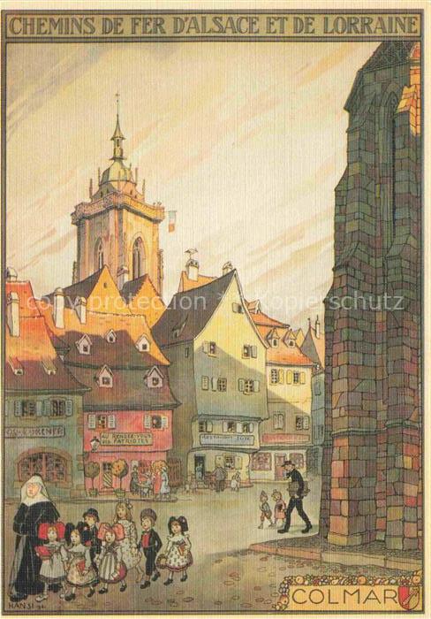 74022429 Hansi  Waltz J J Kuenstlerkarte Alsace Elsass Colmar Affiche pour les c