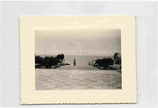 74013988 Aloupka Yalta Krim Crimea Rue sur la mer noire avec un jardin