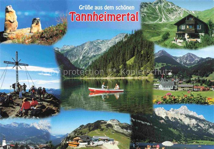 74013666 Tannheimertal Tirol AT Landschaftspanorama Gipfelkreuz Murmeltiere See