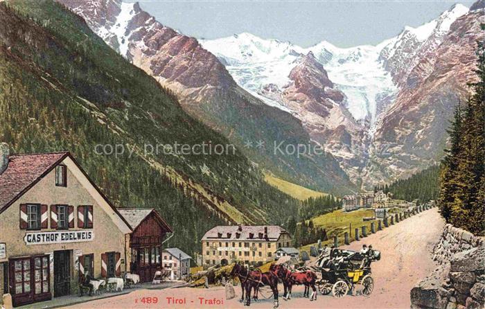 74014134 Trafoi Stilfs Suedtirol IT Gasthof Edelweis Pferdekutsche Alpen Gletsch