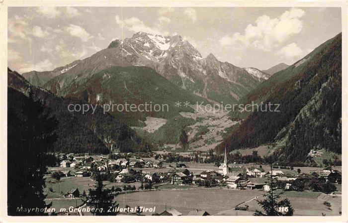 74014261 Mayrhofen  Zillertal Tirol AT Gesamtansicht Panorama Blick gegen Gruenb