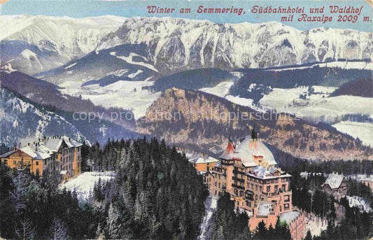 74014909 Semmering Niederoesterreich Winter am Semmering Suedbahnhotel und Waldh