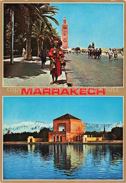 74015184 Marrakech Marrakesch Maroc Marchand d'eau et la Koutoubia La Menara et