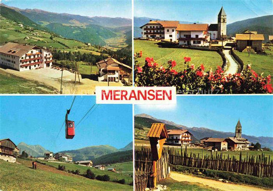 74015994 Meransen Muehlbach Suedtirol IT Panorama Bergbahn Ortsansicht mit Kirch