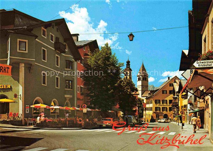 74016158 Kitzbuehel Tirol AT Vorderstadt Blick gegen Wilden Kaiser Kaisergebirge