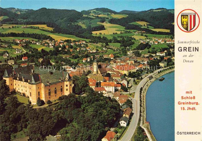 74016186 Grein Donau Oberoesterreich AT Panorama mit Schloss Greinburg 15. Jhdt.